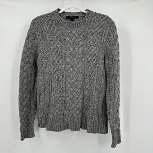Express Womens Old Money Sweater Size S Grey Wool Blend Cable‎ Knit Cozy Classic